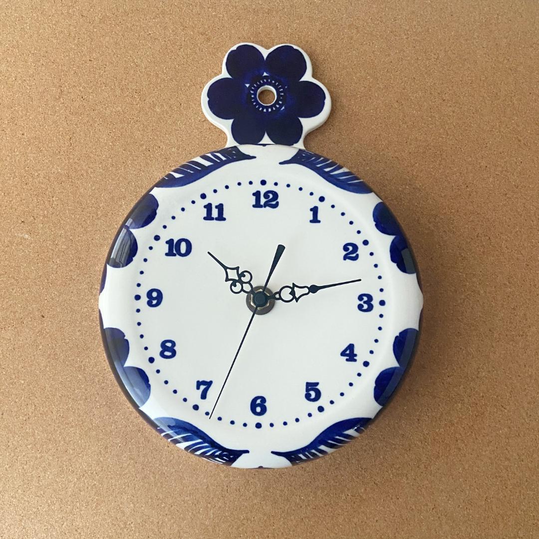 ◇電波時計取替済◇ ARABIA GOG 北欧ヴィンテージ 青 壁掛け時計