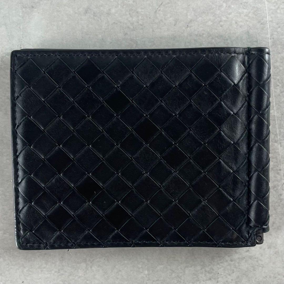 【美品】ボッテガヴェネタ マネークリップ 財布 イントレチャート ブラック 黒色