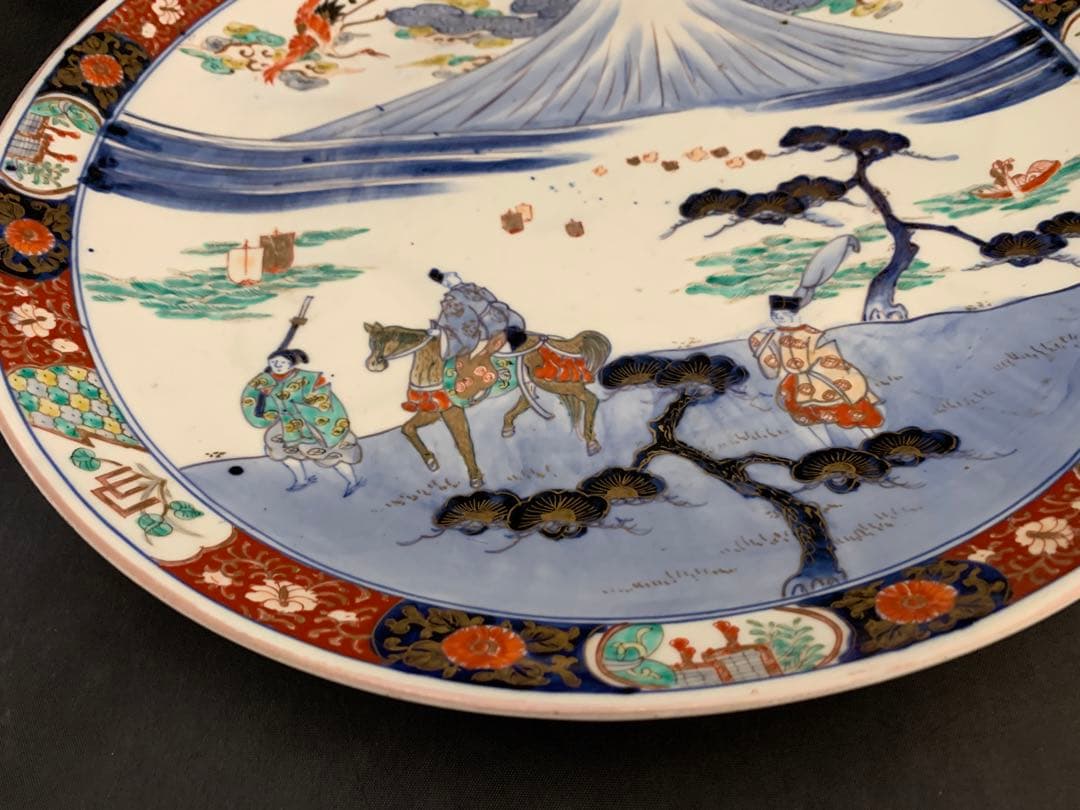 M*様 古伊万里　富士山　色絵金彩　大皿　約直径40㎝