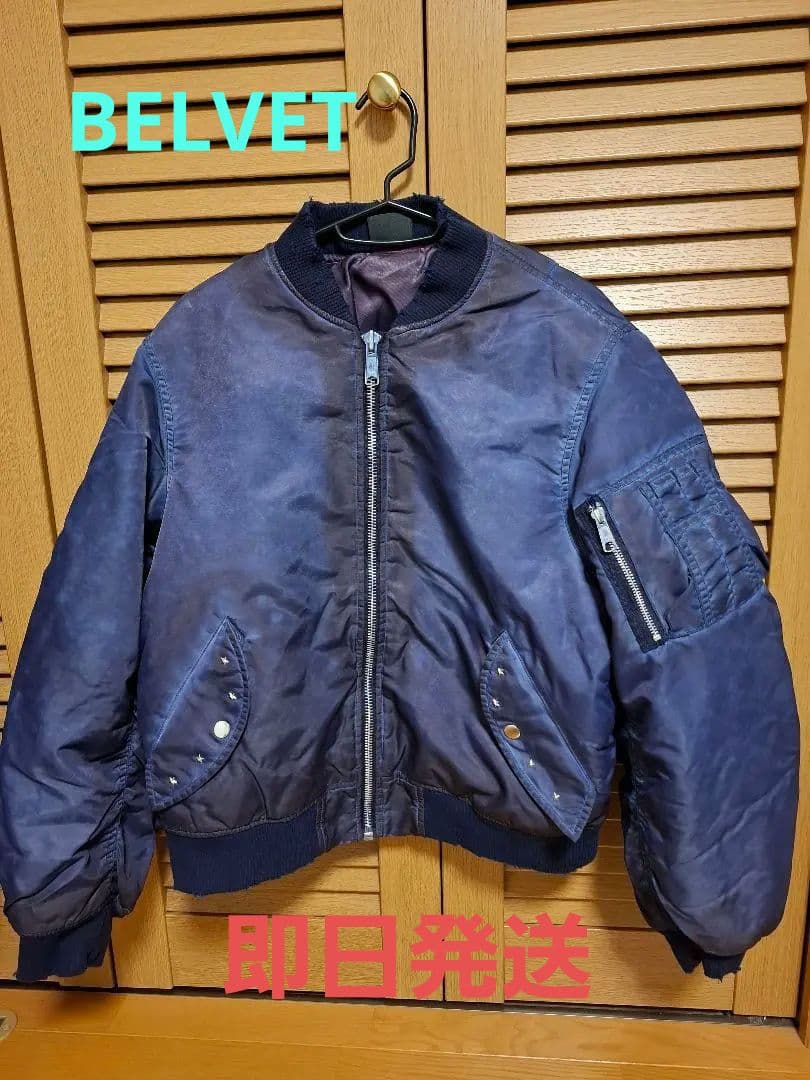 即完売品　BELVET　Faded MA-1 Bomber Jacket　青　M