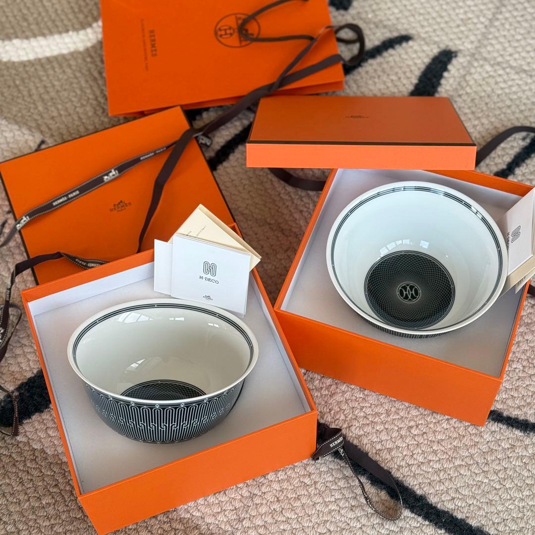 新品未使用★HERMES アッシュデコ Hデゴ　ボウル皿18cm大鉢 2個セット