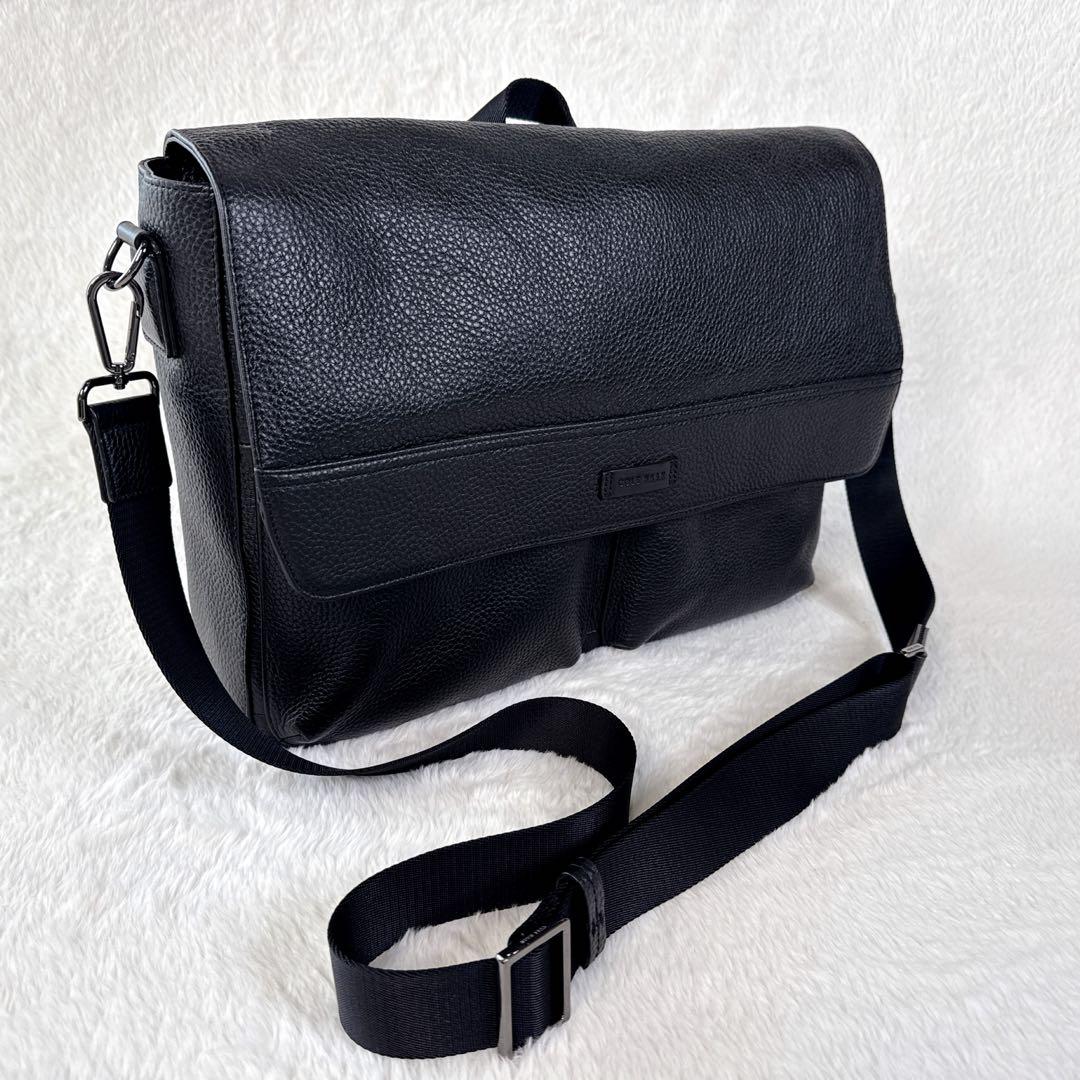 ☆美品 コールハーン メッセンジャーバッグ シボ革 2WAY ショルダーバッグ