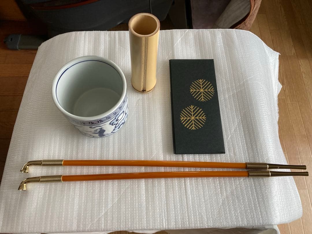 茶道具　煙草セット4(煙管、火入、煙草入、灰吹)表千家