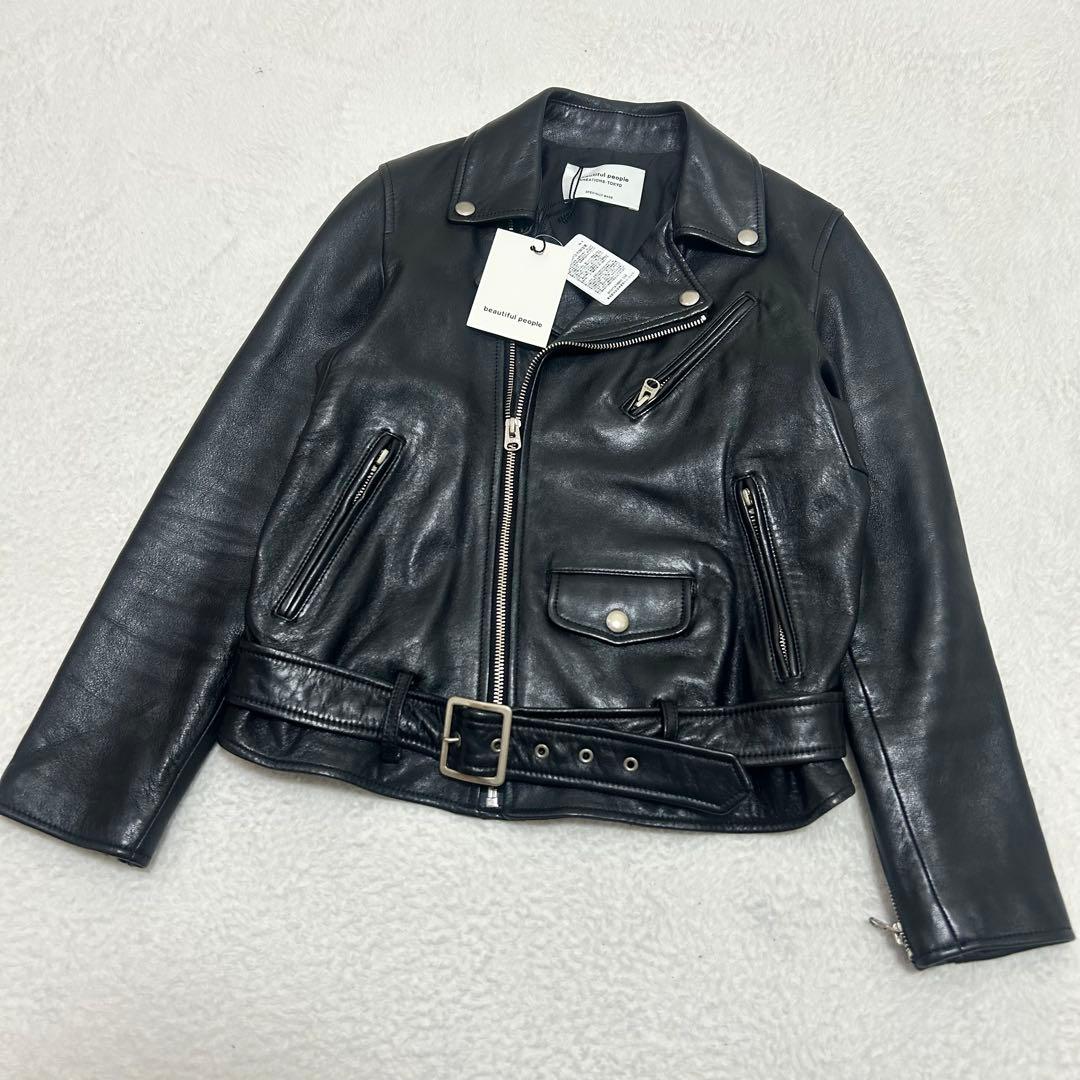 タグ付き✨ビューティフルピープル　ラムレザー　ダブルライダースジャケット　150