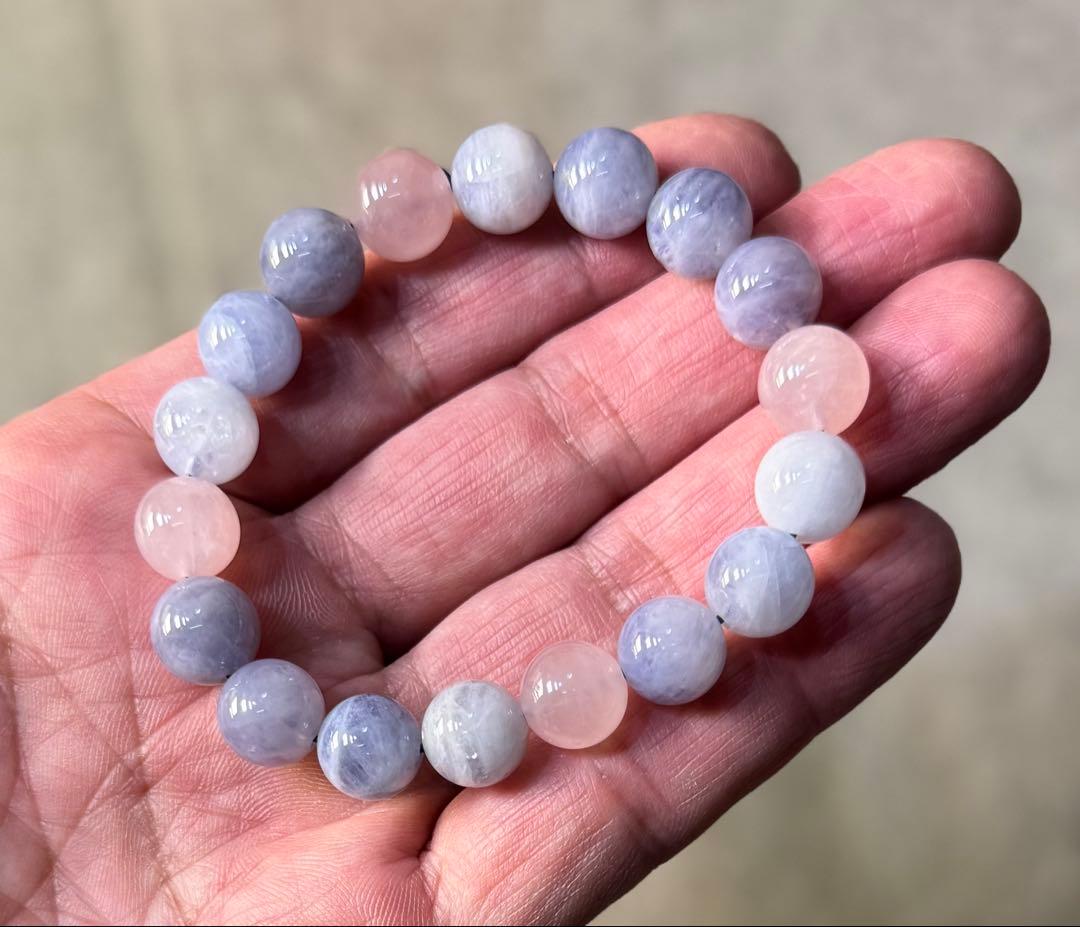 高品質ブルーローズクォーツ　11.4ミリ　②
