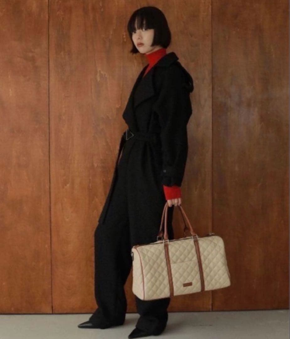 AMAIL キルティングボストンバッグ アイボリー　旅行用