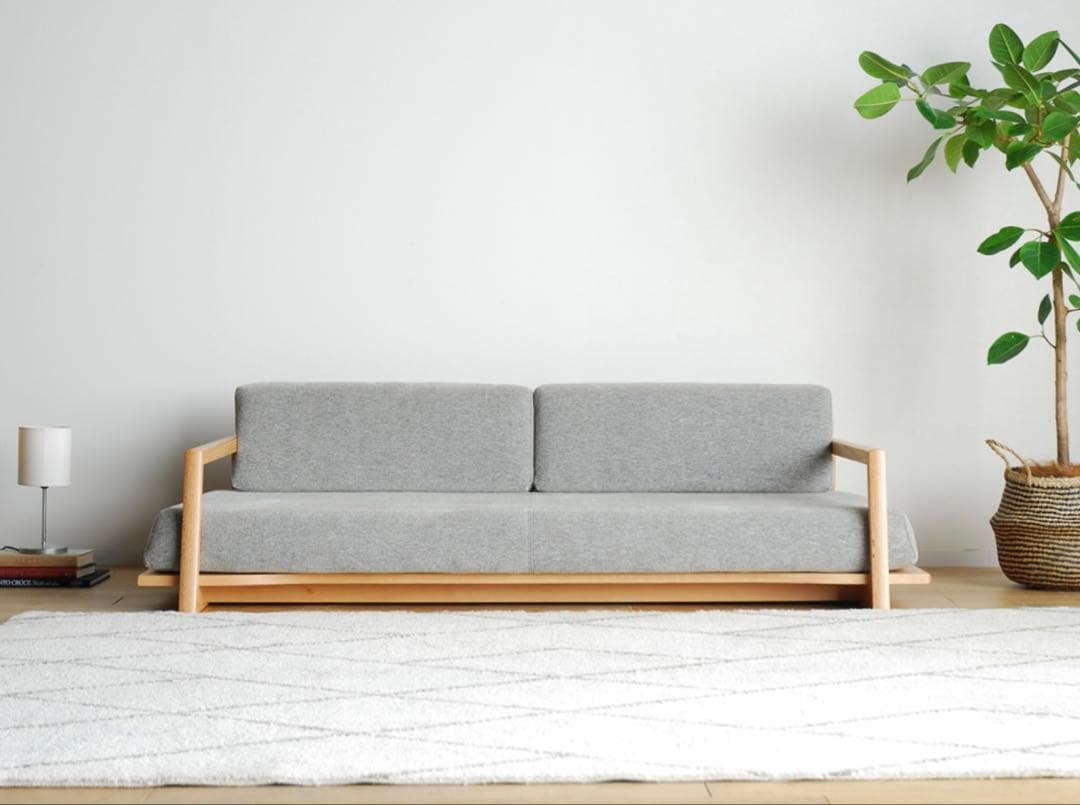 【未使用】ローソファ&ソファベッド クッション単品 張地：アイボリーグレー