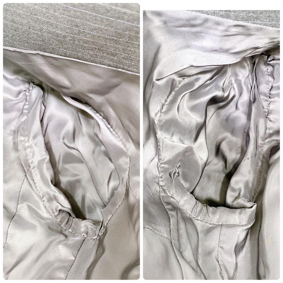 【美品】ニューヨーカー　高級シルクブレンドストライプセットアップパンツスーツ