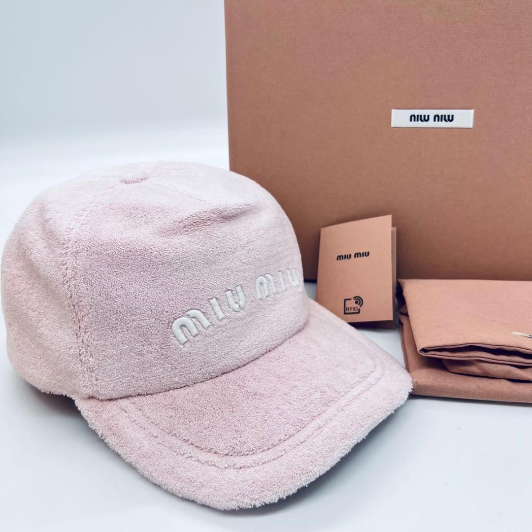 MIU MIU ミュウミュウ 起毛　5HC179 キャップ ピンク系 コットン