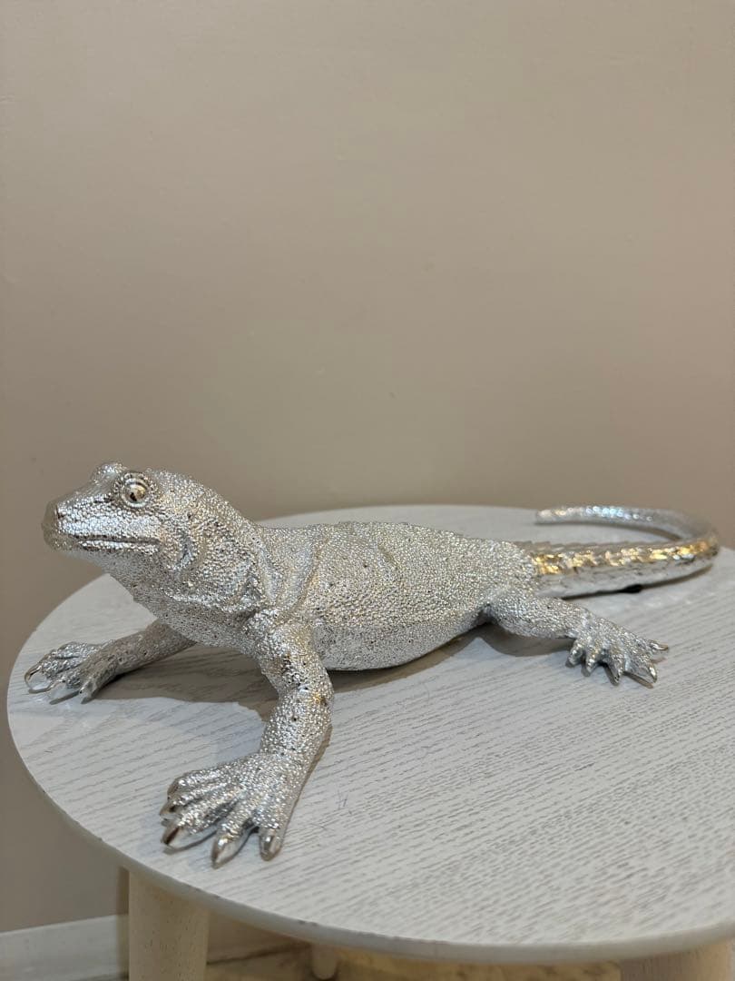 置物 KARE Deco Figurine Lizard Silver Deluxe