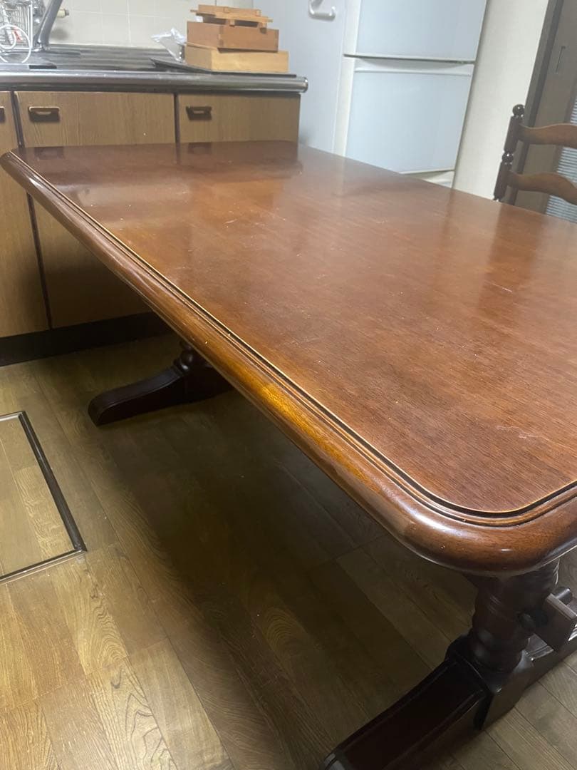 ナガノインテリア　アンティーク　ダークブラウン 木製 ダイニングテーブル