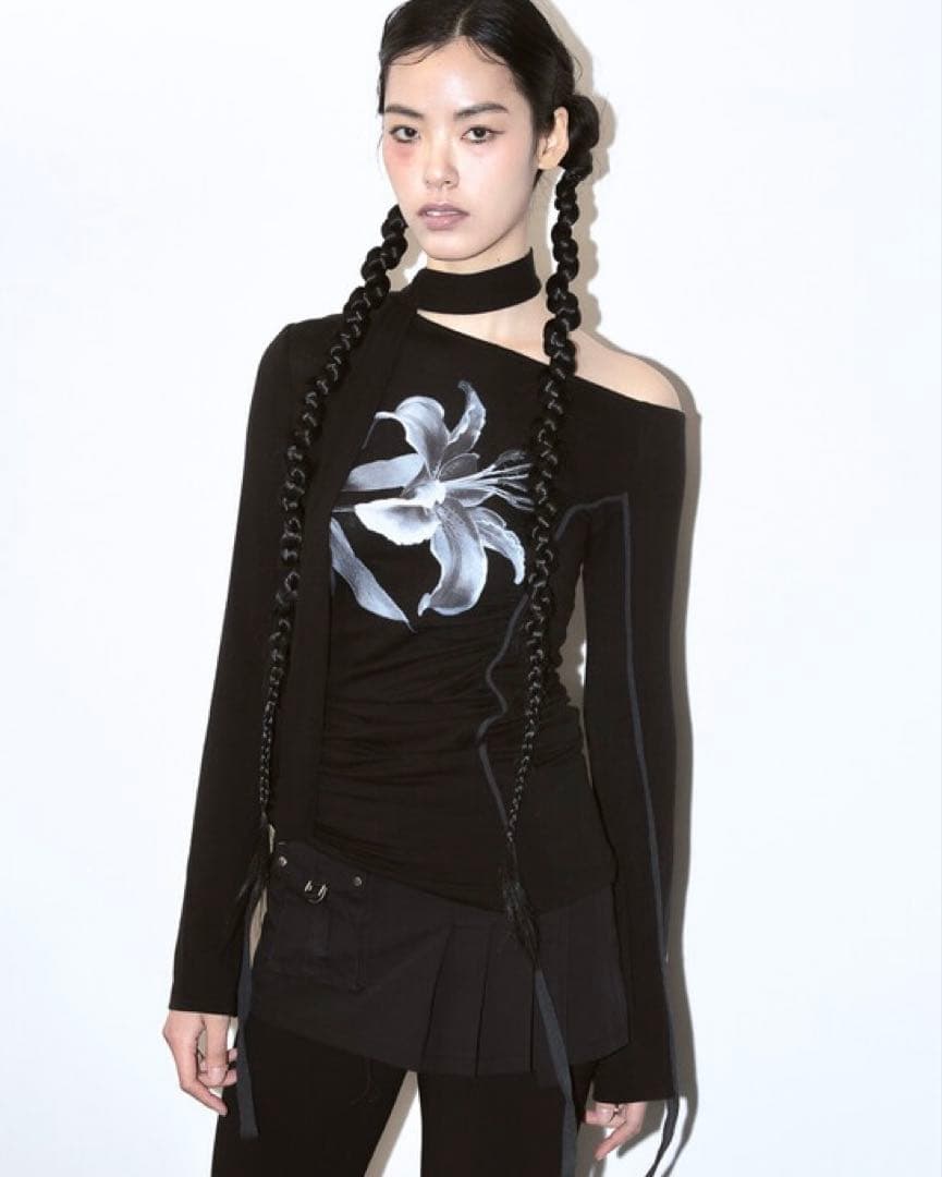 トップス elfelfelfarchives LILY SCARF TOP Black