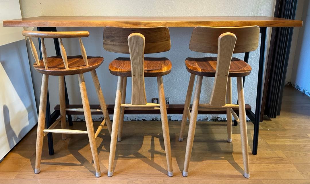 [1/4] ナガノインテリア　カウンターテーブル　イス3脚　ウレタン　幅1800