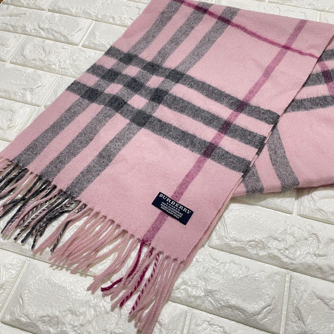 【希少】BURBERRY マフラー カシミア ノバチェック ピンク