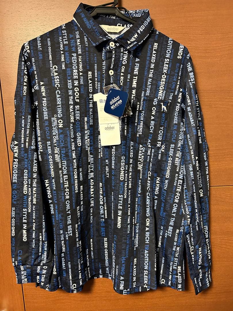 【新品】アダバット　ゴルフ　ミラノリブ　ロゴストライプシャツウェア　48サイズ