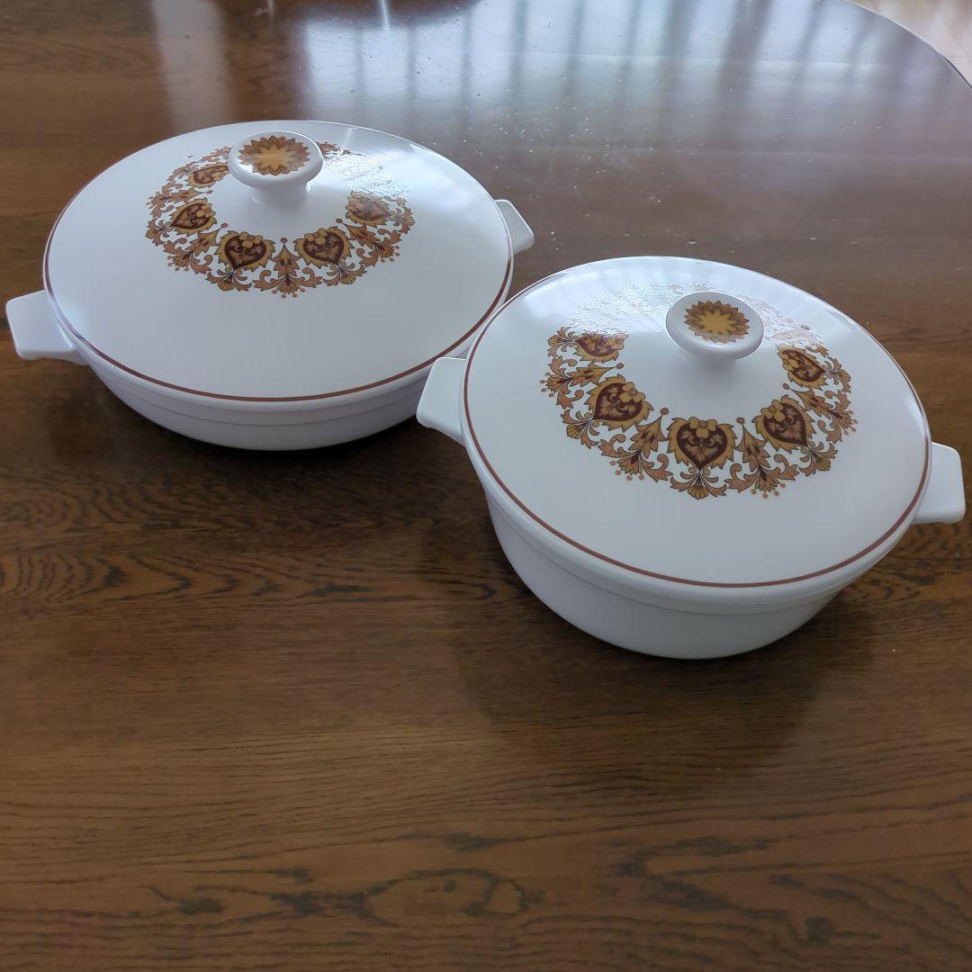 ノリタケチャイナ　北欧柄　progession 　レトロ陶器キャセロール鍋