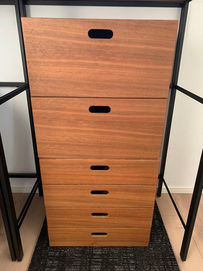 無印良品　スタッキングチェスト2個 ウォールナット材