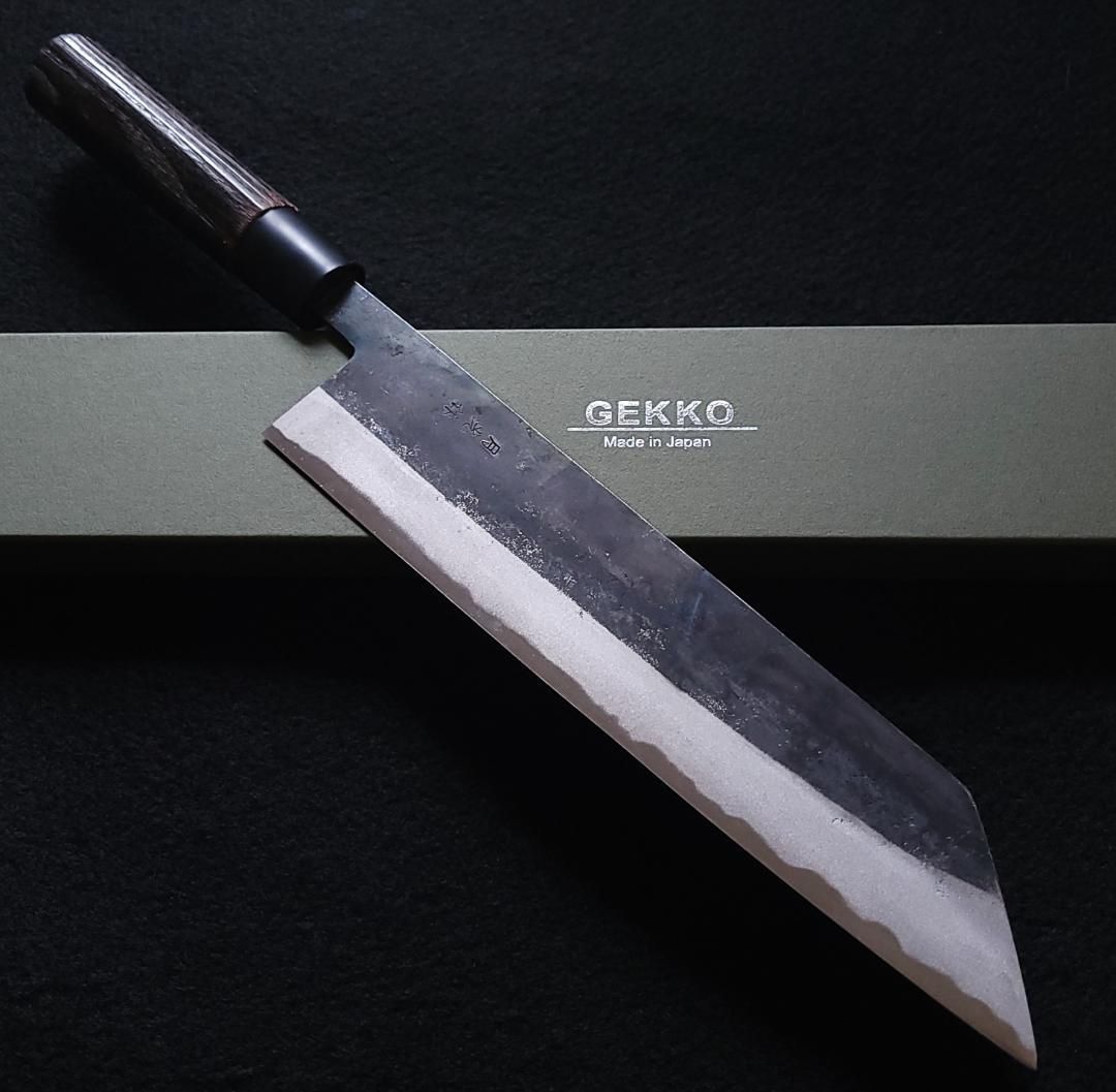 白紙２号 黒打 切付包丁 240㎜ G1516 焼栗柄 日本製 月光作