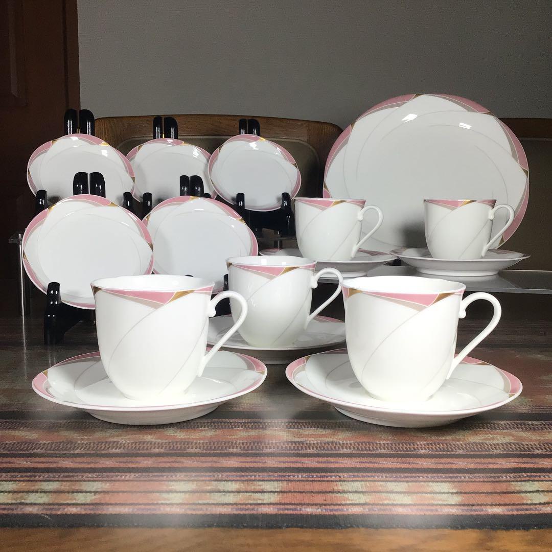 ノリタケ 『CHIFFON』　カップ&ソーサー　小皿　5組　大皿