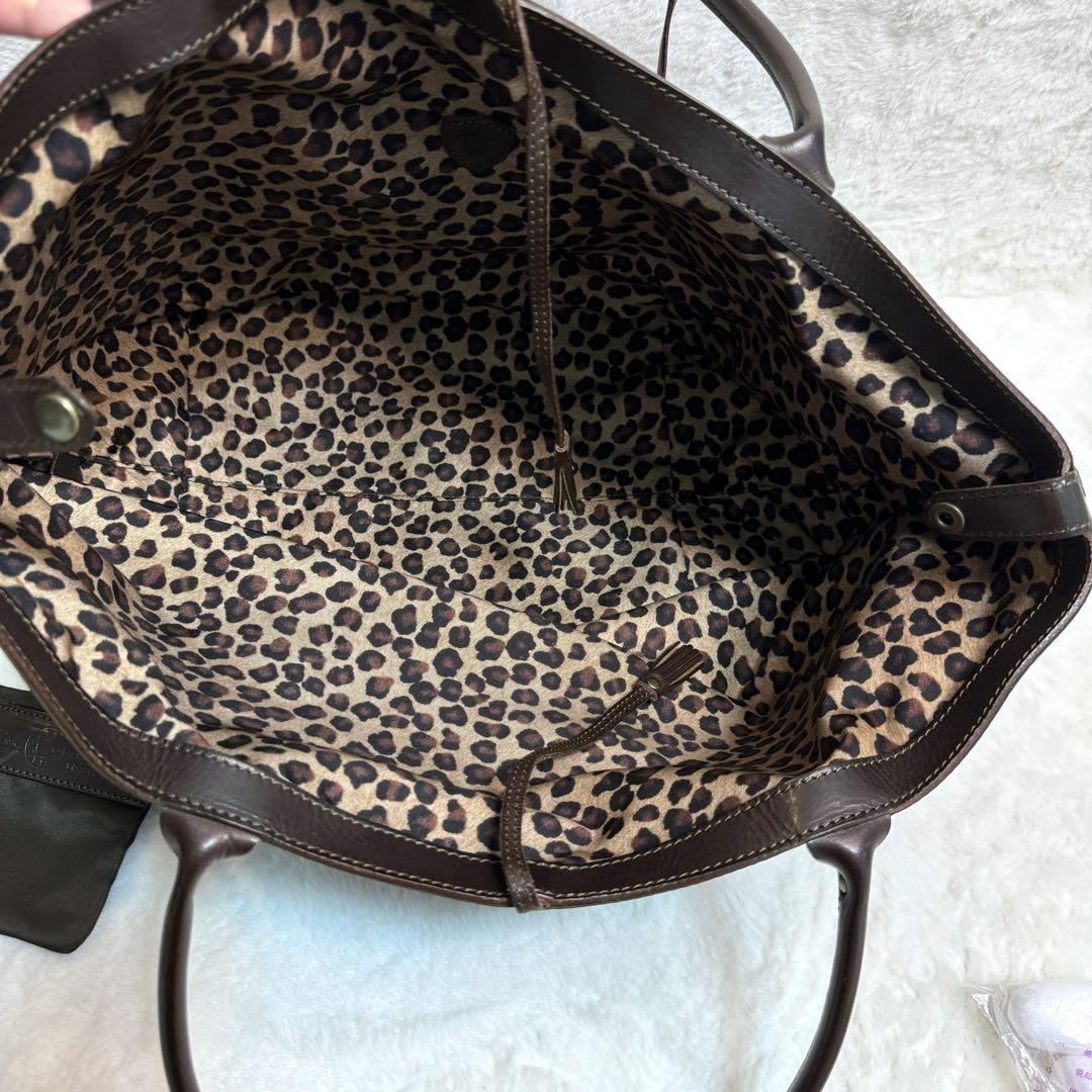 美品✨フェリージ　トートバッグ　リバーシブル　レオパード　03-28 カーキ