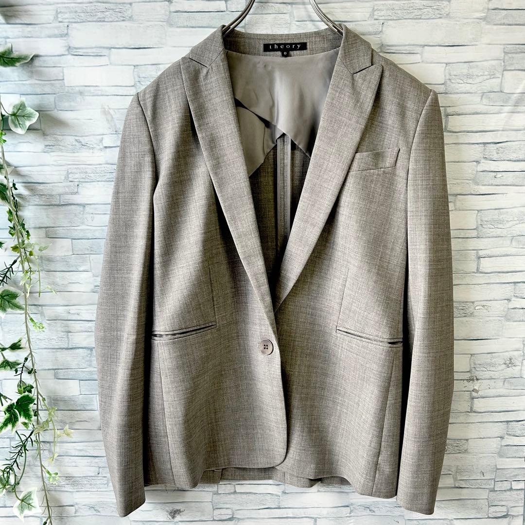 極美品⭐️theory、スーツ上下、グレー色、春夏向き、少し大きめのサイズ0