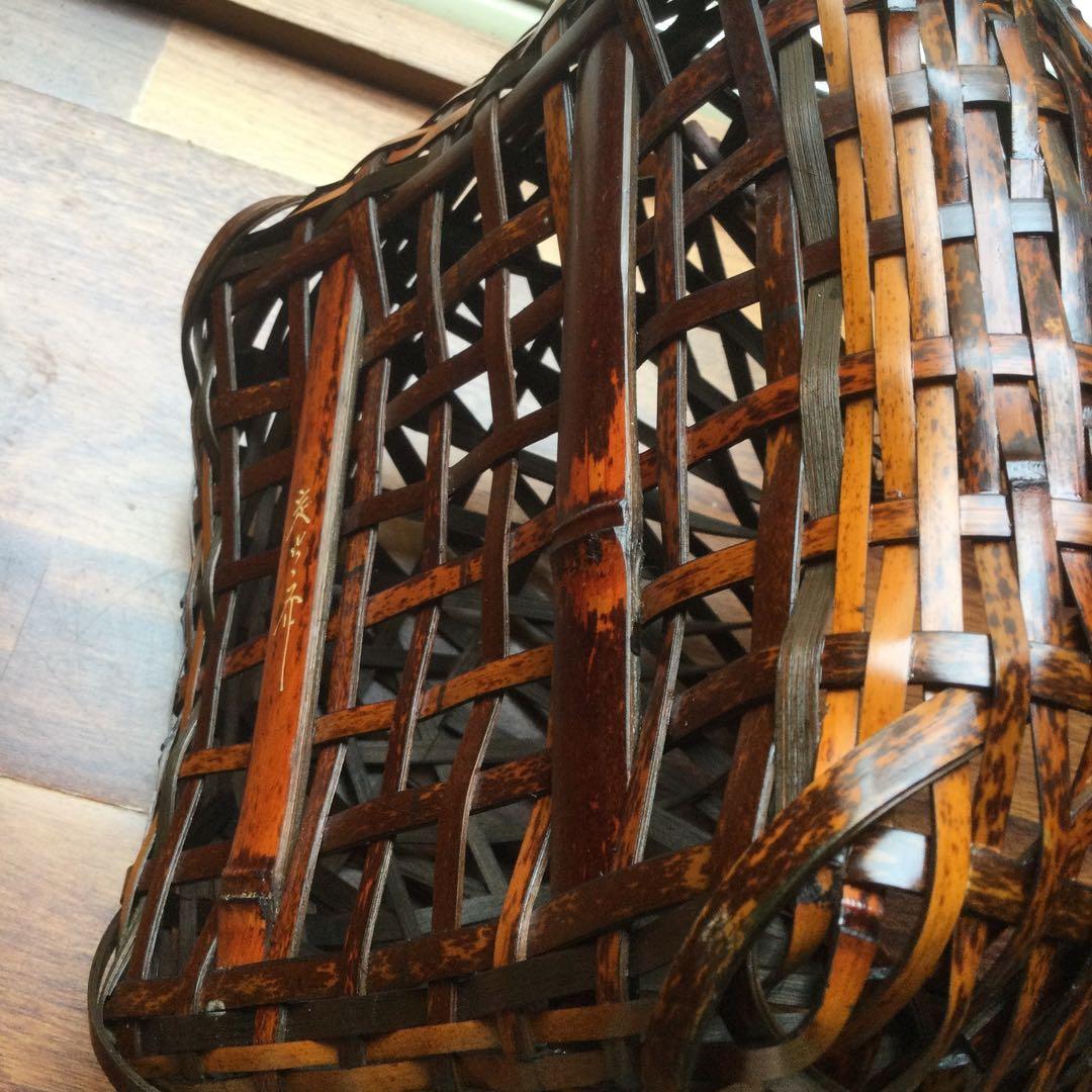 竹製籠、茶道具、作者銘あり