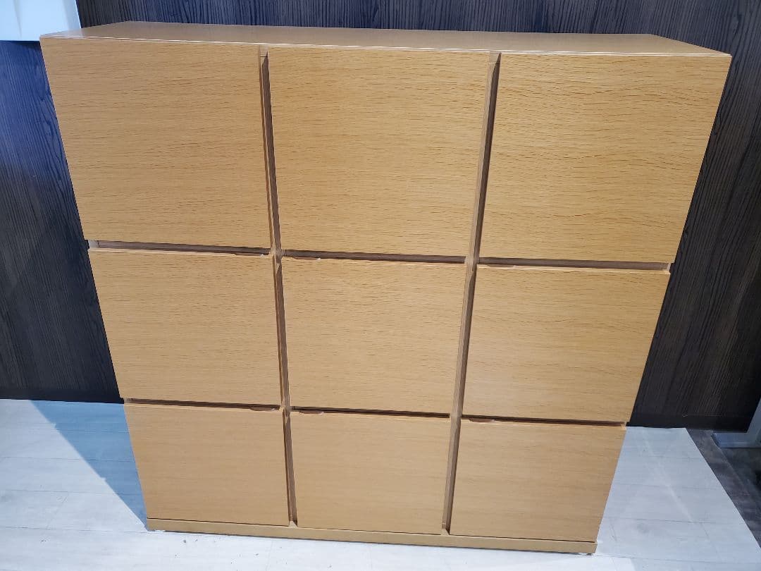 北欧スタイル 120センチ幅 3段9マス キャビネット 完成品