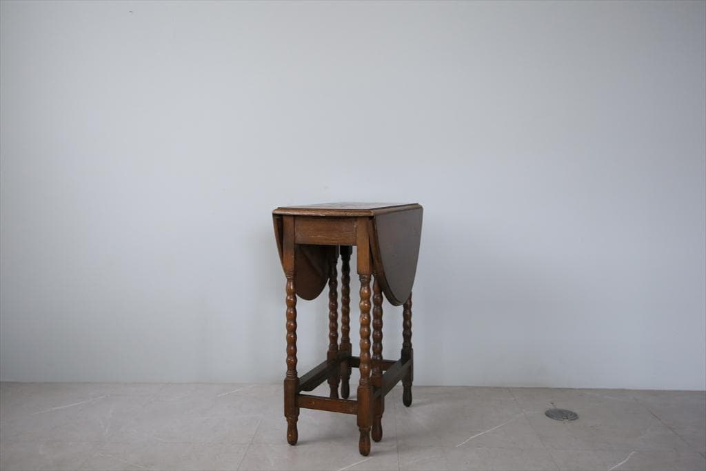 英国アンティーク木製ゲートレッグテーブル/ダイニング机バタフライ(92-71)