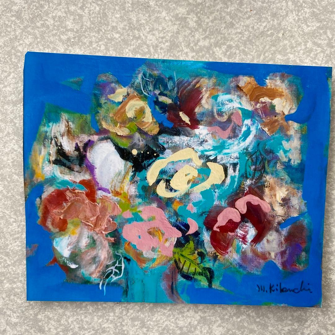 絵画　油彩画　油絵　「多色のバラ」F8号　菊地正則　渡仏　美品　送料無料