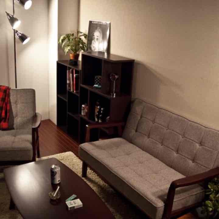 レトロソファ　ファブリック　二人掛け　BR/GR  定価60000円相当