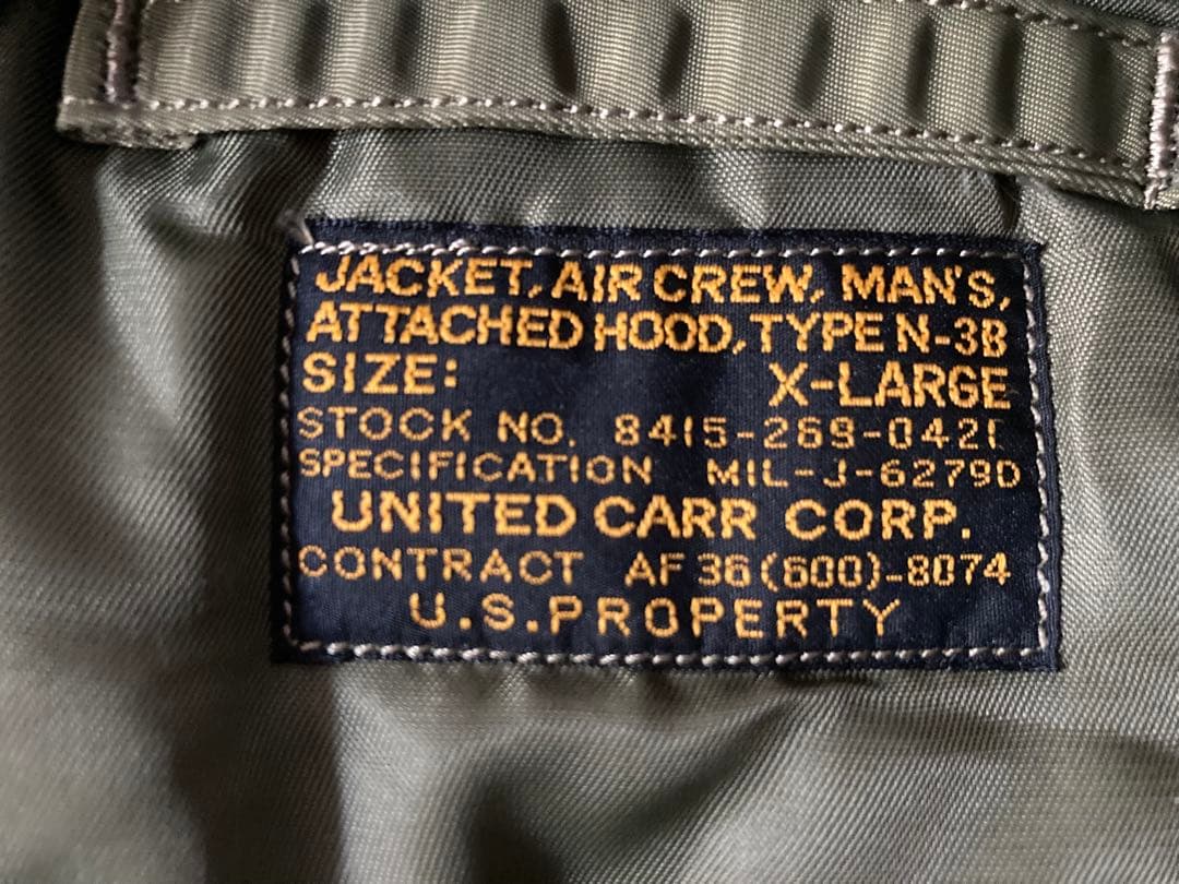 UNITED CARR by Buzz Rickson's N-3B XLサイズ