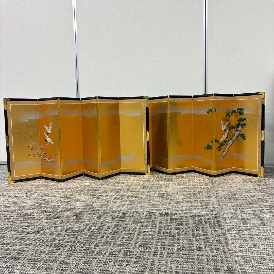 お雛様金屏風 鶴、梅、松　超特特大