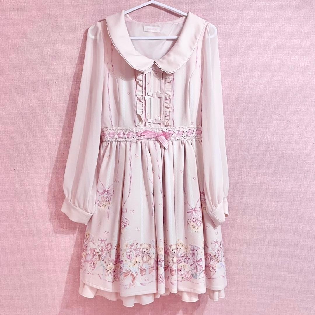 【最終値下げ】LIZLISA リズリサ ラッピングベア柄 ワンピース ピンク