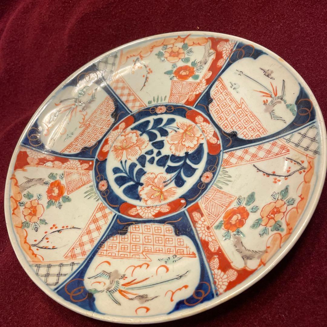 【骨董品】大皿　手書き絵付け