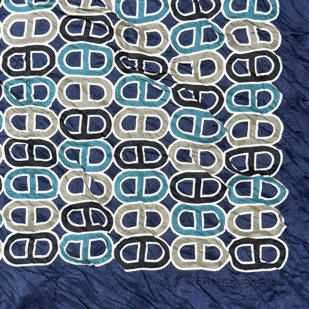 エルメス HERMES 大判スカーフ　ストール　シワ加工　シェーヌダンクル柄