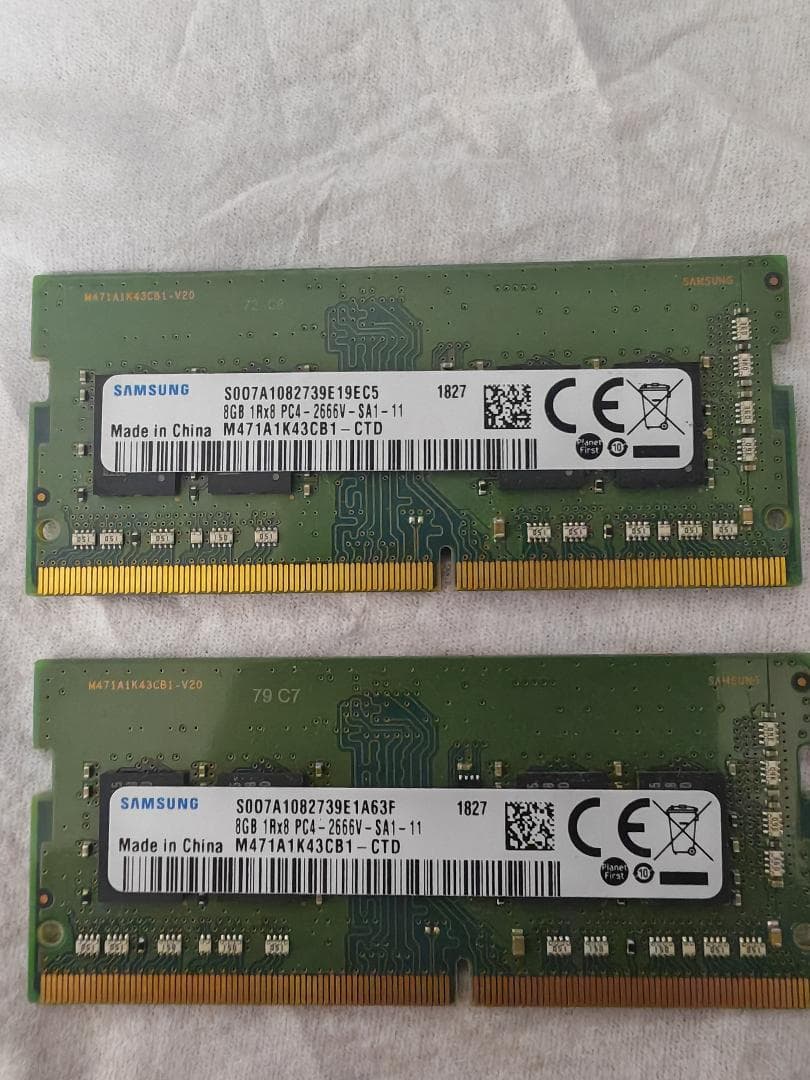 Samsung DDR4 M471A1K43CB1-CTD 8GB×2枚 中古