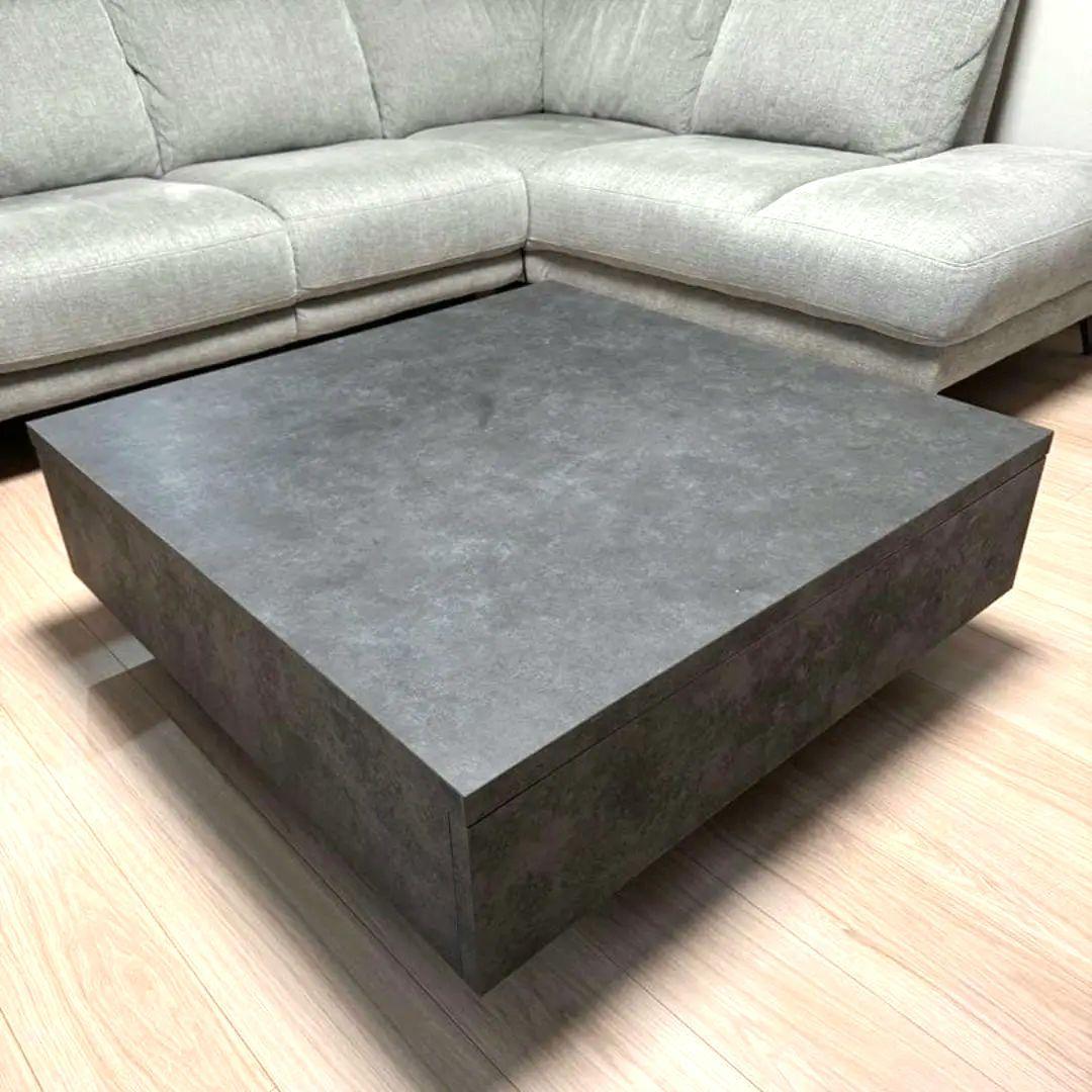 【限定価格】LOWYA センターテーブル　モルタルブラック　90×90cm