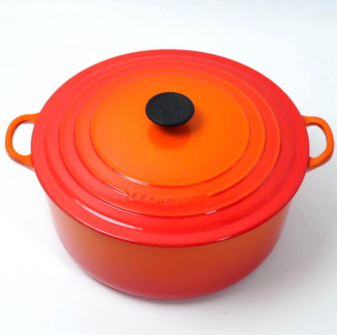 【美品】LE CREUSET　ココット ロンド オレンジ　30cm