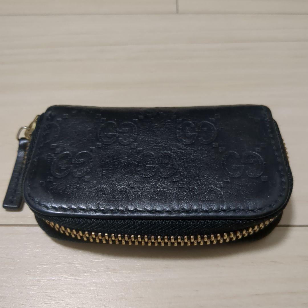 【ひぃやん】GUCCI シマ　ブラックレザー ケース