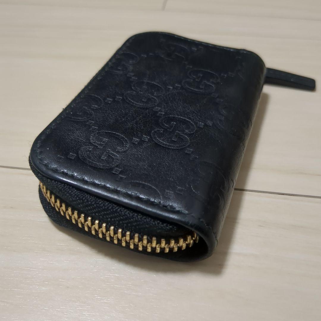 【ひぃやん】GUCCI シマ　ブラックレザー ケース