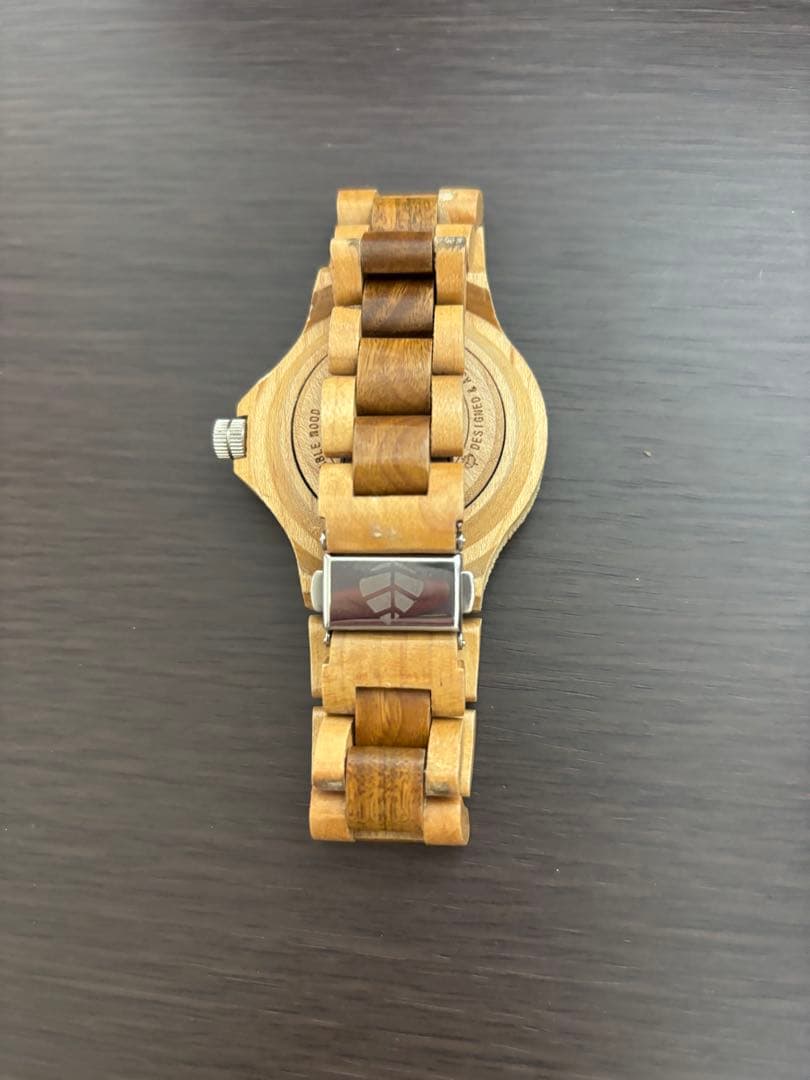 テンス　ウッドアナログ腕時計 日付表示付き