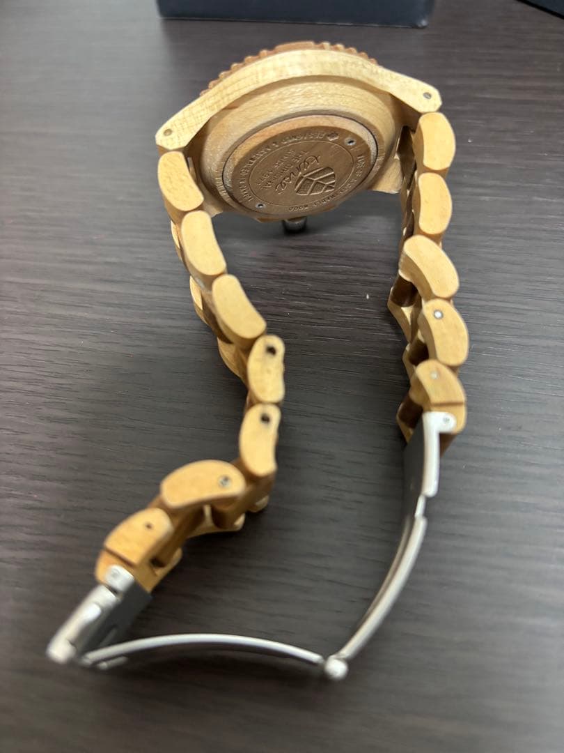 テンス　ウッドアナログ腕時計 日付表示付き