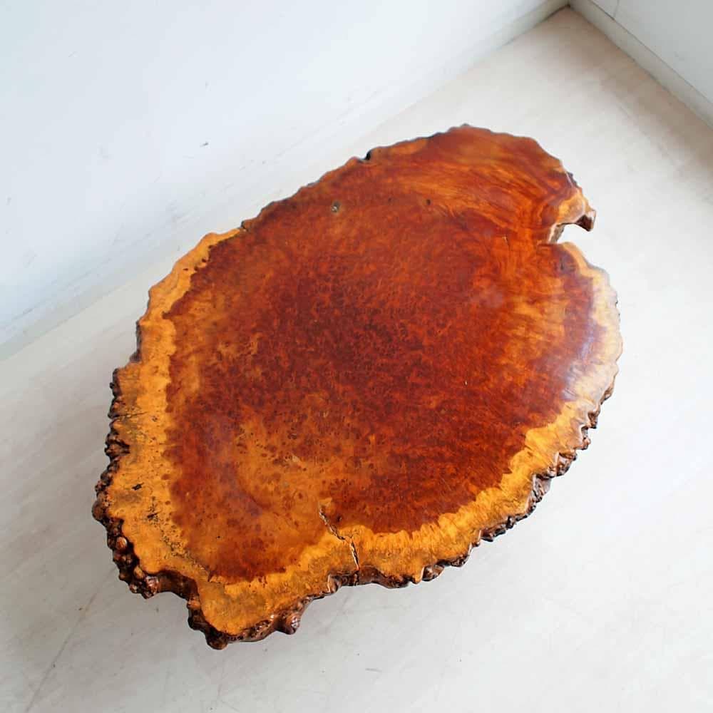 花梨材 無垢材テーブル 一枚板 玉杢 瘤杢 座卓 唐木 泡杢 ZR20676