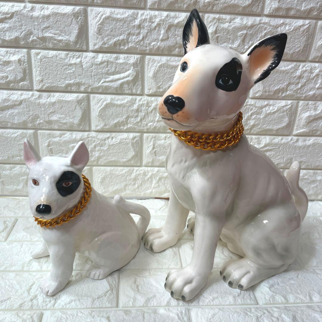 ブルテリア 犬 オブジェ 置物 加藤工芸 玄関 犬置物 陶器