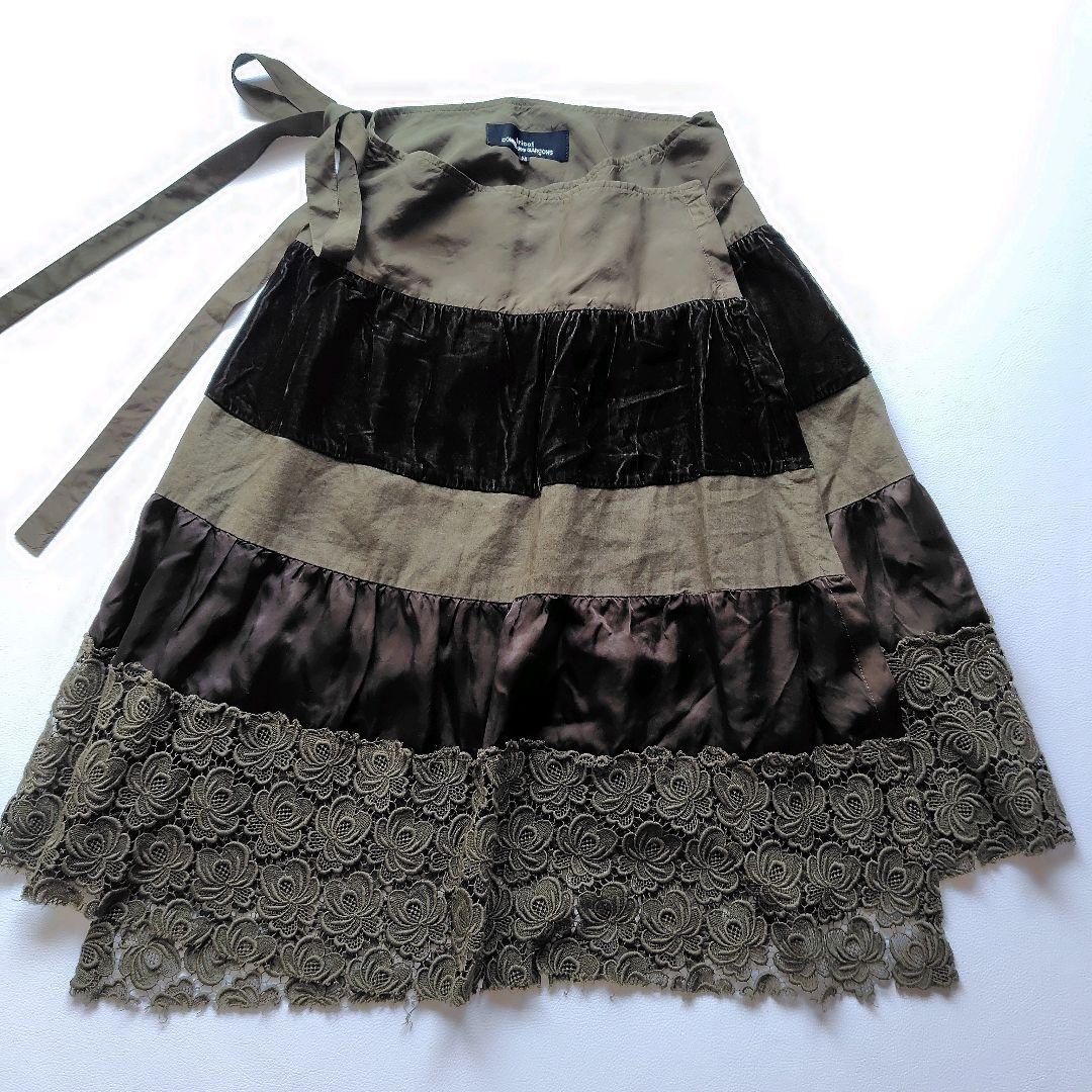 希少✨ トリココムデギャルソン ラップスカート コットンリネン 花柄レース