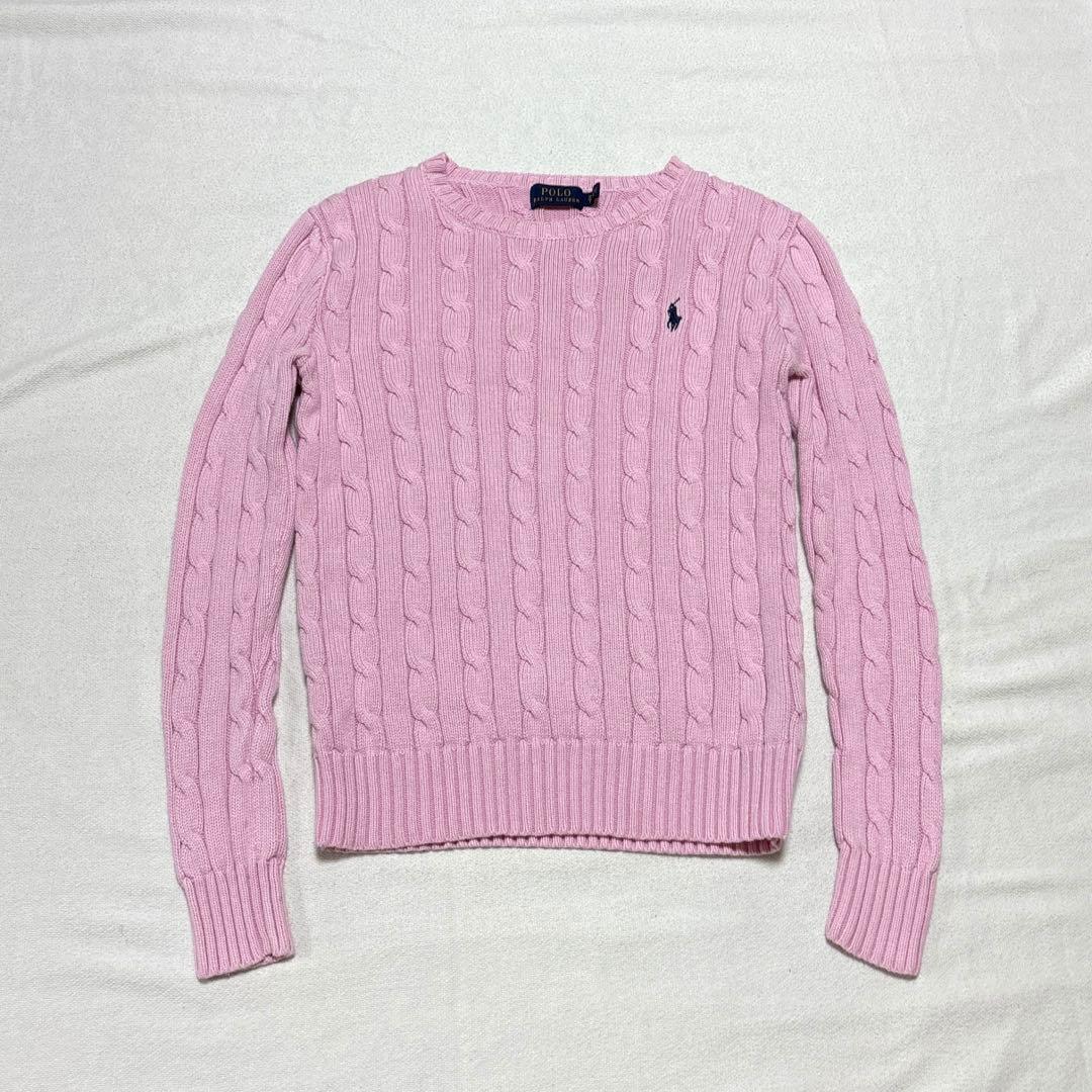 Polo by Ralph Lauren ピンク ケーブルニット長袖セーター