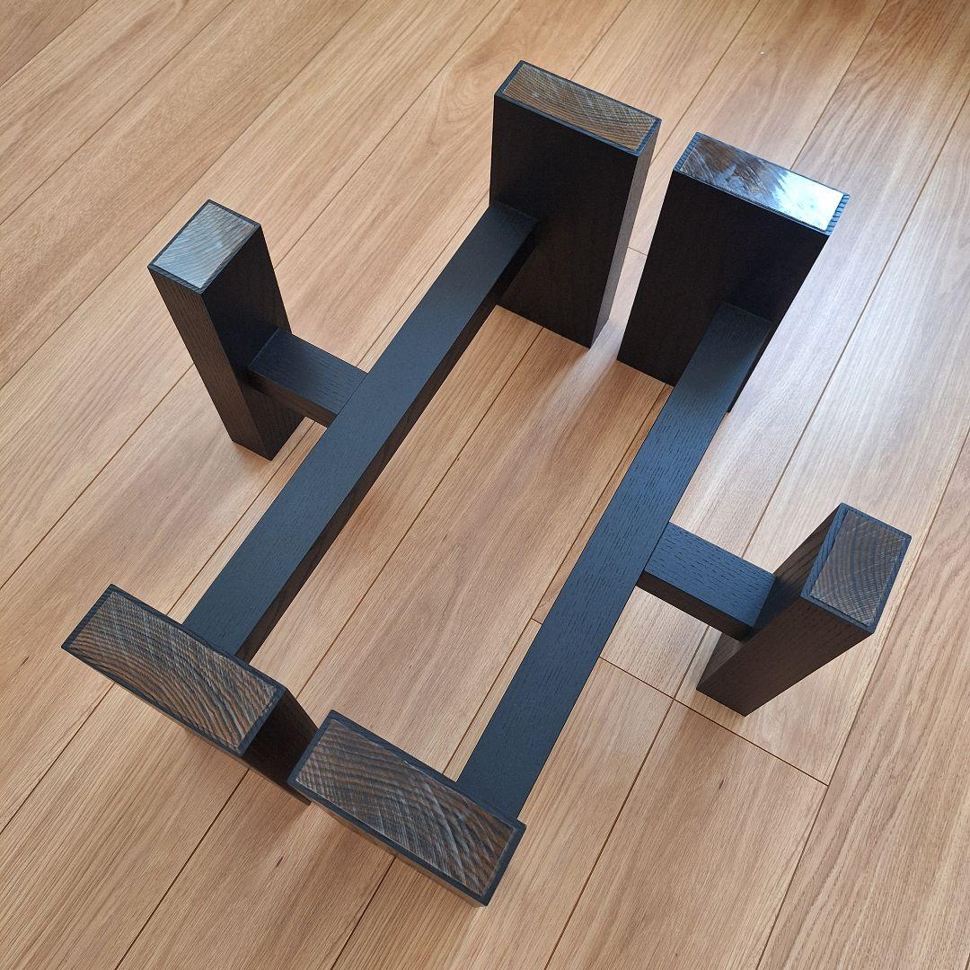 【新品、未使用】ローテーブル用 脚 木製 T型 黒 2本セット 一枚板 天板