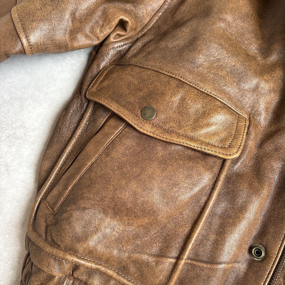 G-1シープスキンレザージャケットフライトジャケットジップアップブルゾン4way