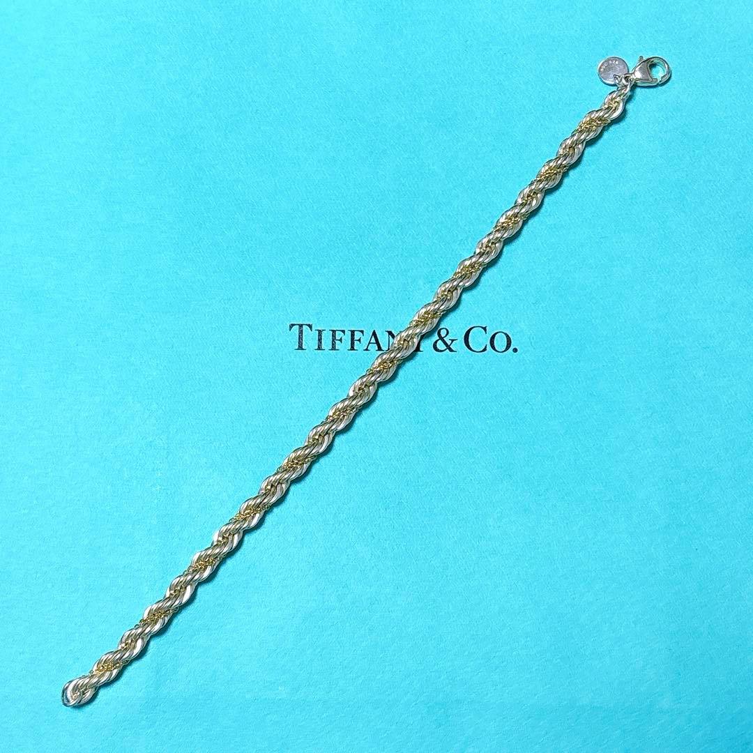 【極美品】18.4cm ティファニー ツイストコンビブレスレット 925/750