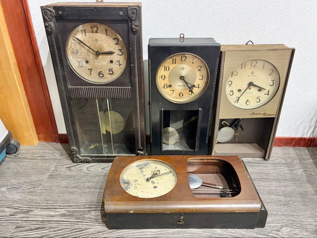 ゼンマイ式振り子時計　昭和レトロ　ポンポン時計　ジャンクまとめ売り　愛知時計